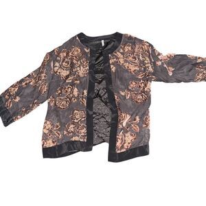 Women's Floral Velvet Jacket‎ Multicolor 3/4 Sleeve Size XL